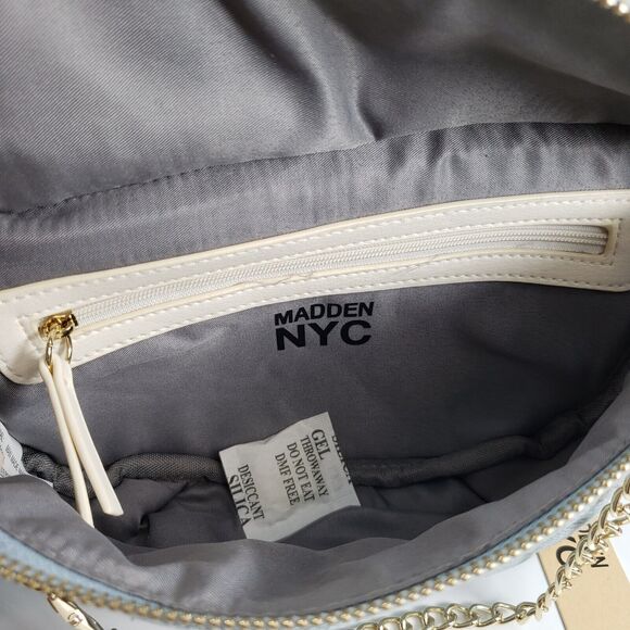 Madden NYC Women's Gold Chain Pocket Fanny Pack Crossbody with Pouch Denim New - Picture 13 of 16